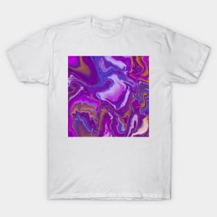 Purple Blue Pink Digital Pour Paint T-Shirt